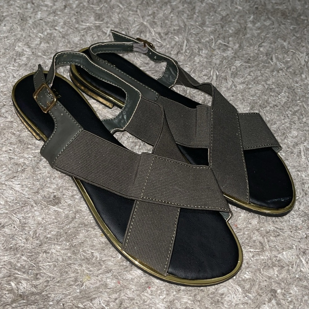 Nwob Atmosphere Olive Green SlingbackElastic Sandals